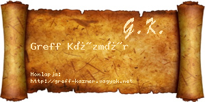 Greff Kázmér névjegykártya